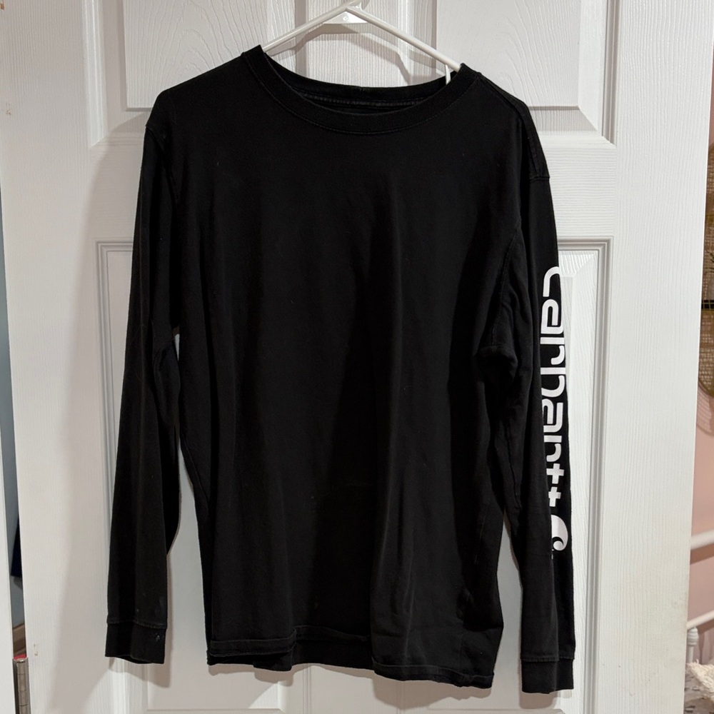 Carhartt Black Long Sleeve Tee with Logo - Has some staining